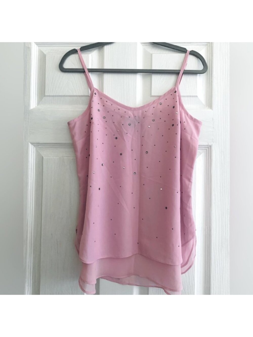 Pink Spaghetti Strap Layered Tank Top